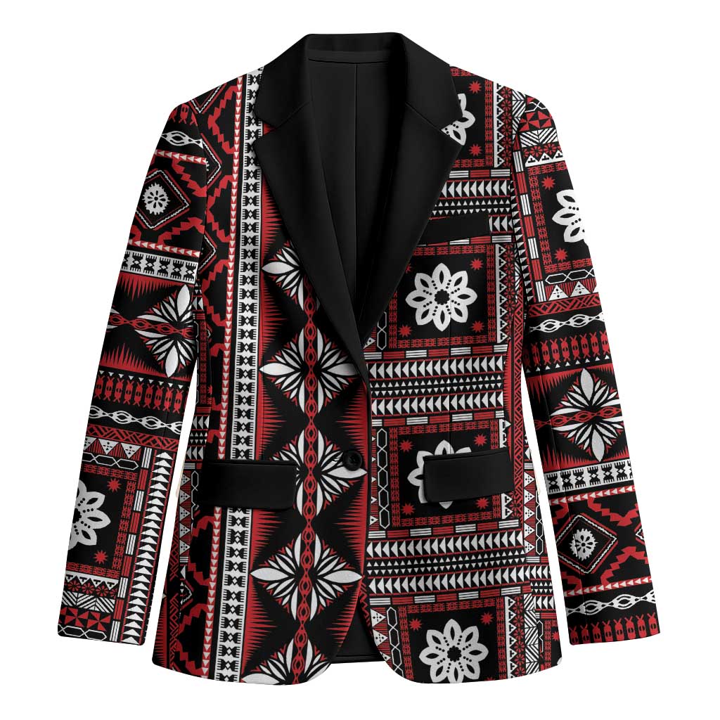 Fiji Masi Tapa Pattern Red Blazer LT01 Unisex Red - Polynesian Pride