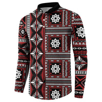 Fiji Masi Tapa Pattern Red Button Sweatshirt LT01 - Polynesian Pride