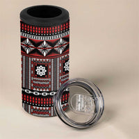 Fiji Masi Tapa Pattern Red 4 in 1 Can Cooler Tumbler LT01 - Polynesian Pride