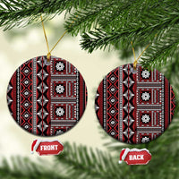 Fiji Masi Tapa Pattern Red Ceramic Ornament LT01 Circle Red - Polynesian Pride
