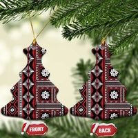 Fiji Masi Tapa Pattern Red Ceramic Ornament LT01 Christmas Tree Red - Polynesian Pride