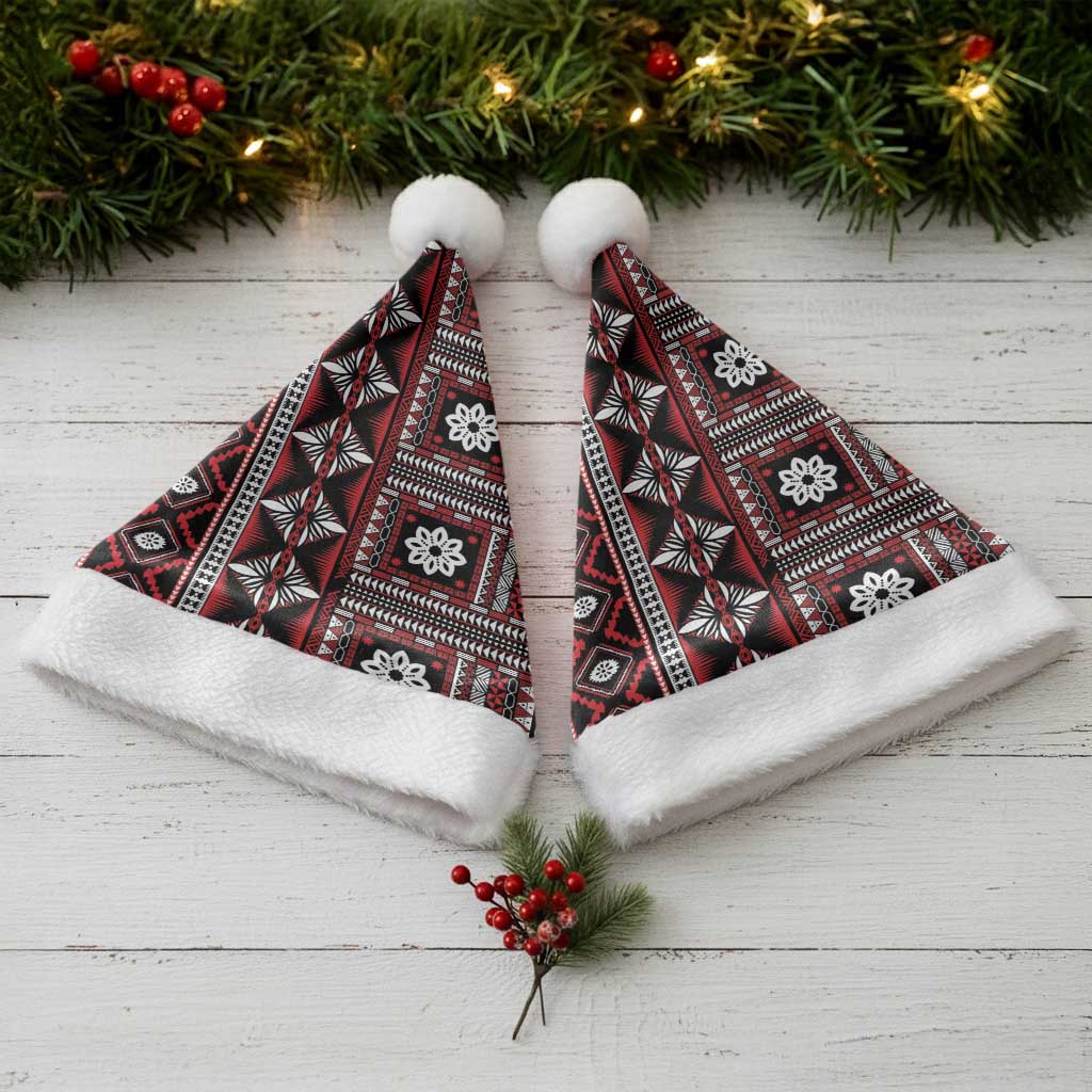 Fiji Masi Tapa Pattern Red Christmas Santa Hat LT01 - Polynesian Pride