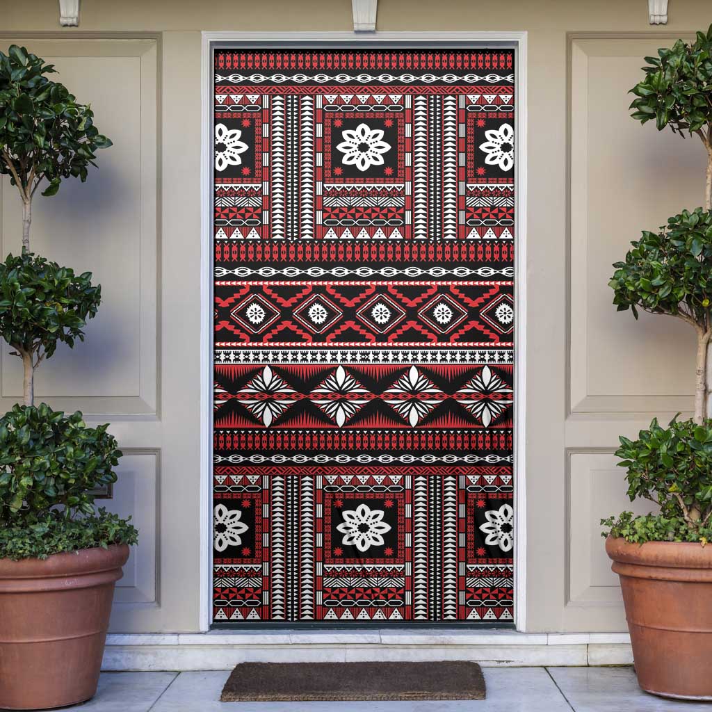 Fiji Masi Tapa Pattern Red Door Cover LT01 Red - Polynesian Pride