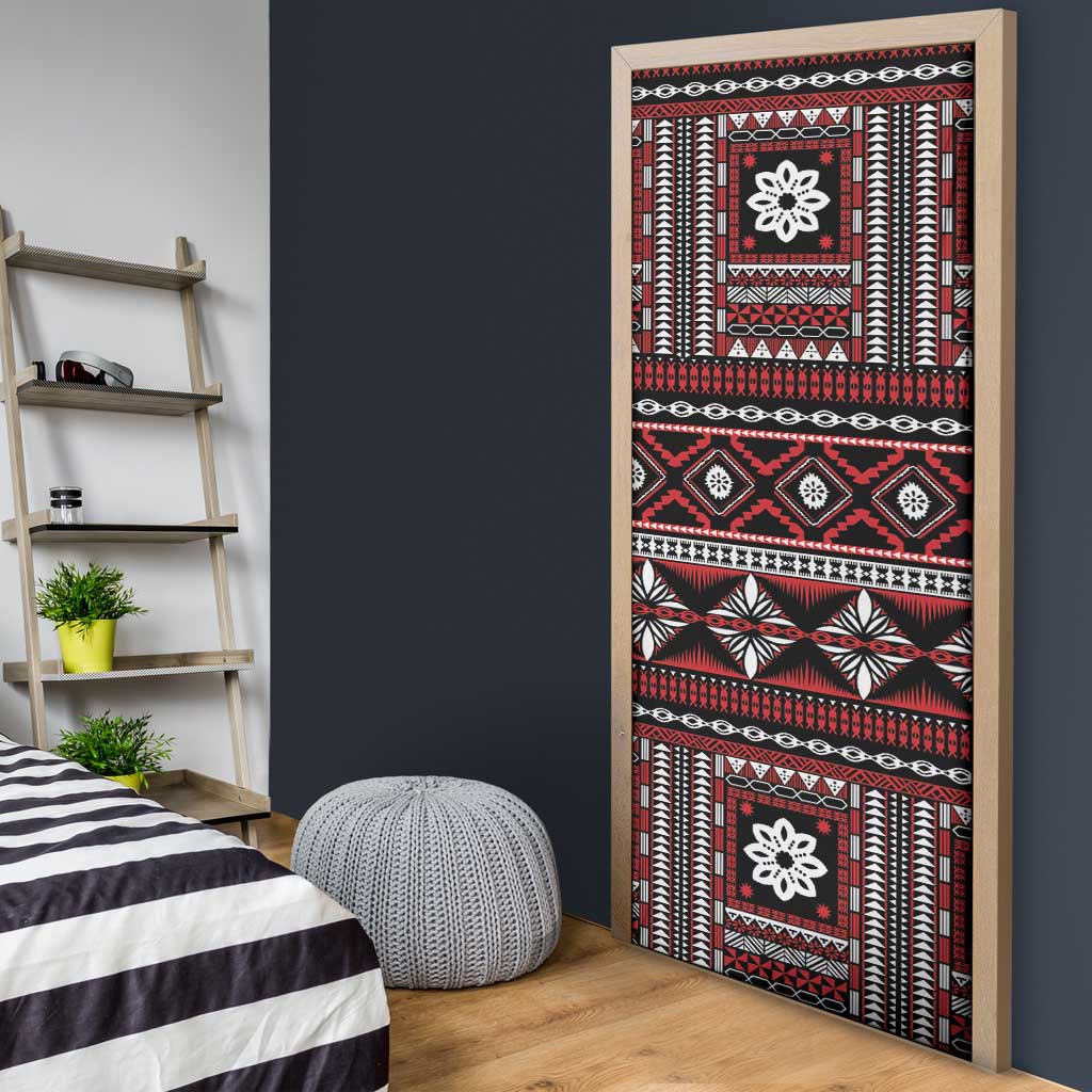 Fiji Masi Tapa Pattern Red Door Cover LT01 - Polynesian Pride