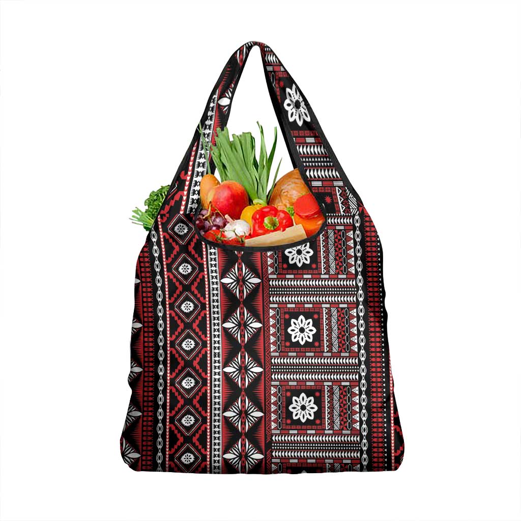 Fiji Masi Tapa Pattern Red Grocery Bag LT01 1-pack One Size Red - Polynesian Pride