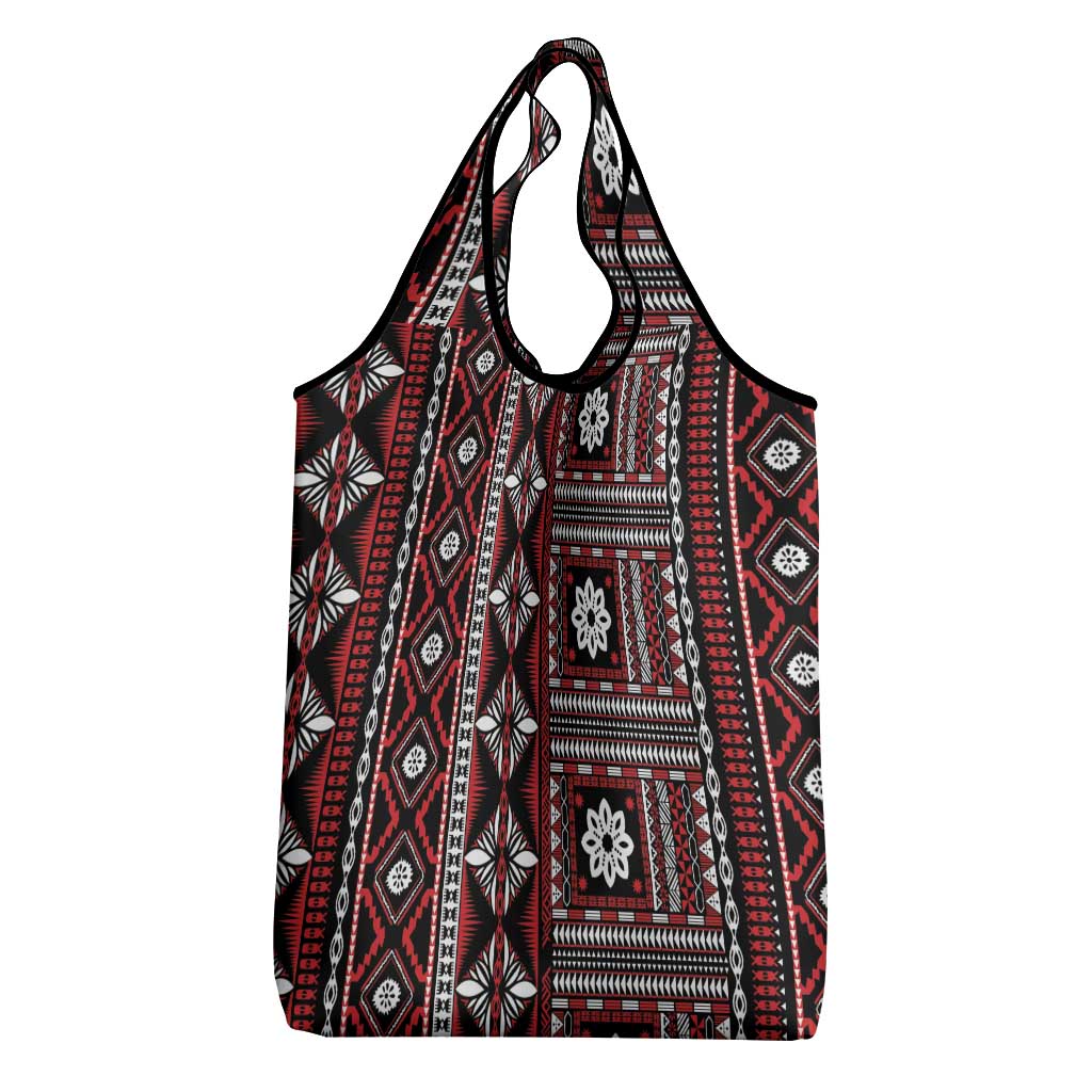 Fiji Masi Tapa Pattern Red Grocery Bag LT01 - Polynesian Pride