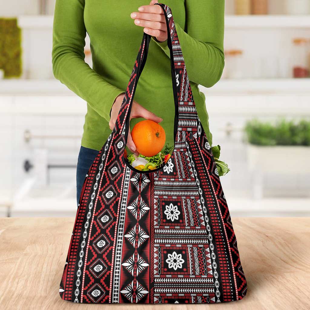 Fiji Masi Tapa Pattern Red Grocery Bag LT01 - Polynesian Pride