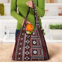 Fiji Masi Tapa Pattern Red Grocery Bag LT01 - Polynesian Pride
