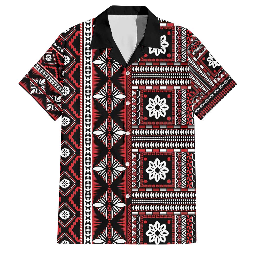 Fiji Masi Tapa Pattern Red Hawaiian Shirt LT01 Red - Polynesian Pride