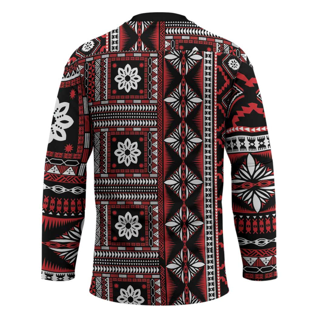 Fiji Masi Tapa Pattern Red Hockey Jersey LT01 - Polynesian Pride