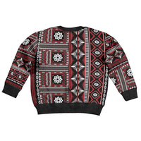 Fiji Masi Tapa Pattern Red Kid Ugly Christmas Sweater LT01 - Polynesian Pride