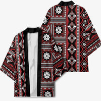 Fiji Masi Tapa Pattern Red Kimono LT01 - Polynesian Pride