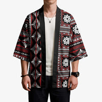 Fiji Masi Tapa Pattern Red Kimono LT01 - Polynesian Pride