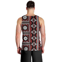Fiji Masi Tapa Pattern Red Men Tank Top LT01 - Polynesian Pride