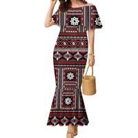 Fiji Masi Tapa Pattern Red Mermaid Dress LT01 Women Red - Polynesian Pride