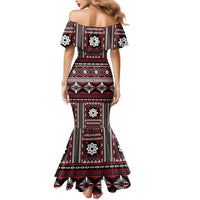 Fiji Masi Tapa Pattern Red Mermaid Dress LT01 - Polynesian Pride