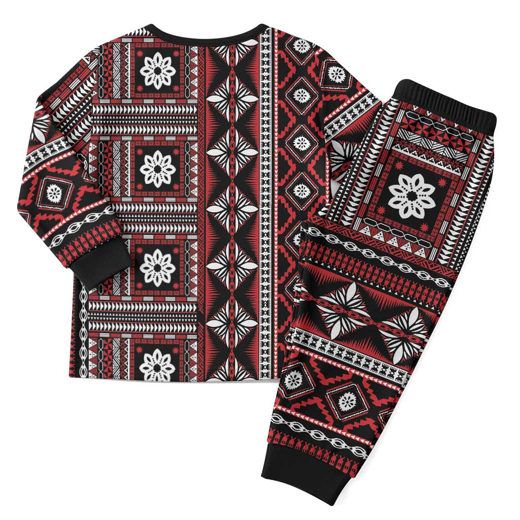 Fiji Masi Tapa Pattern Red Christmas Pajama Set LT01 - Polynesian Pride