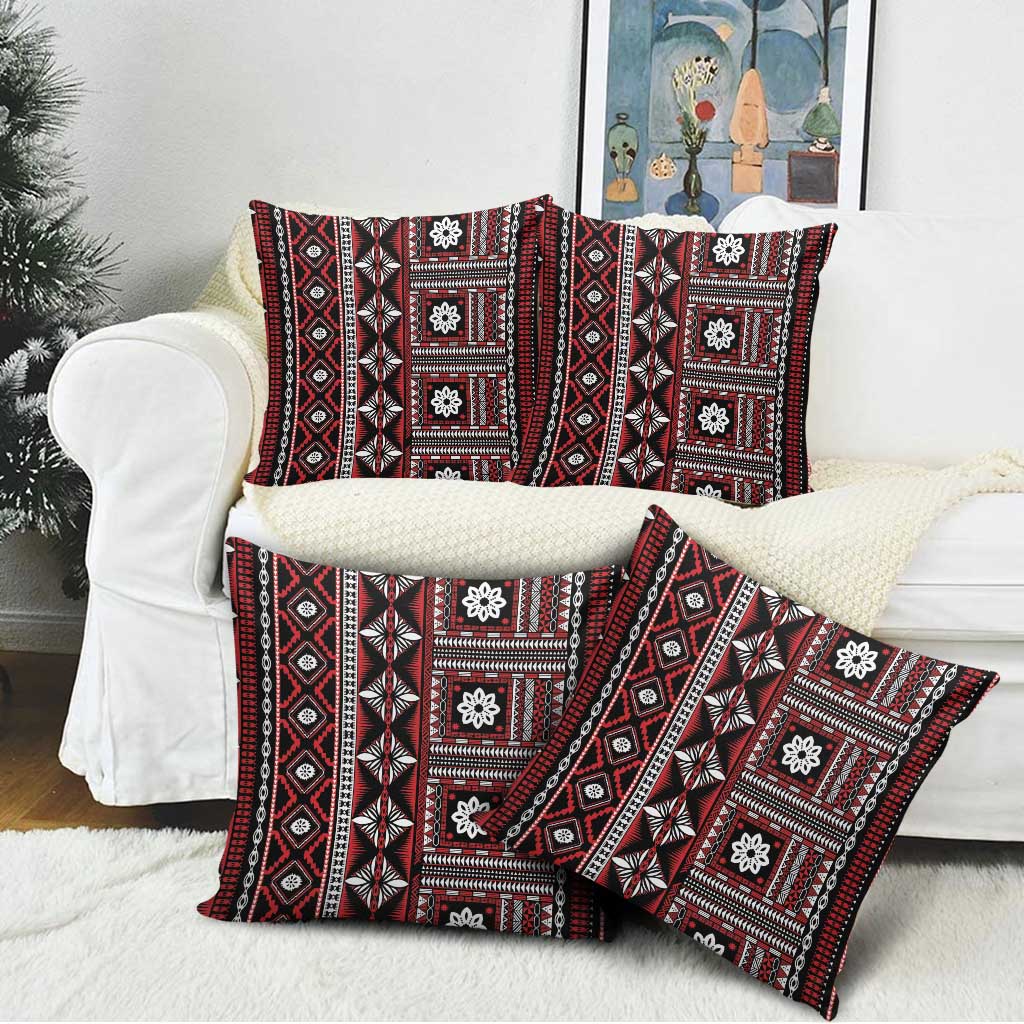 Fiji Masi Tapa Pattern Red Pillow Cover LT01 - Polynesian Pride