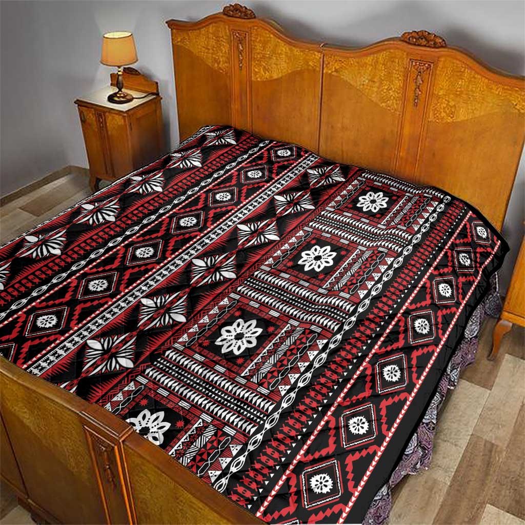Fiji Masi Tapa Pattern Red Quilt LT01 - Polynesian Pride