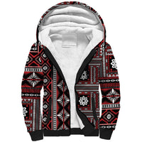 Fiji Masi Tapa Pattern Red Sherpa Hoodie LT01 Unisex Red - Polynesian Pride
