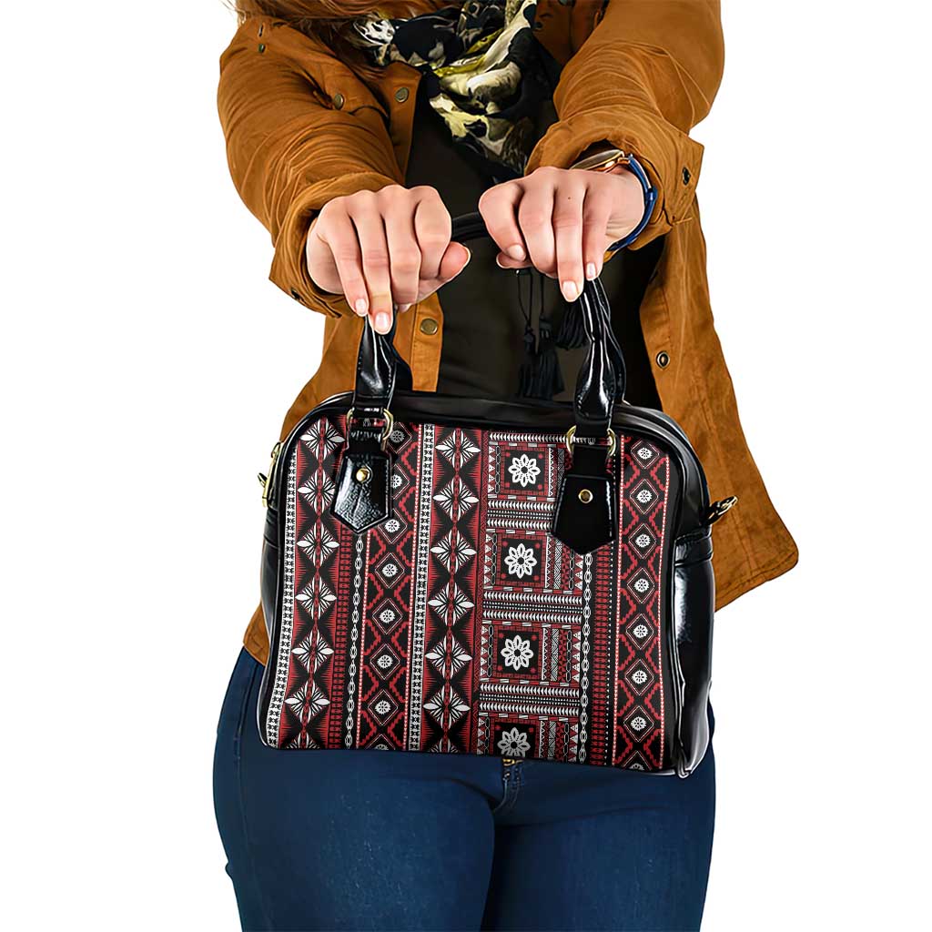 Fiji Masi Tapa Pattern Red Shoulder Handbag LT01 One Size Red - Polynesian Pride