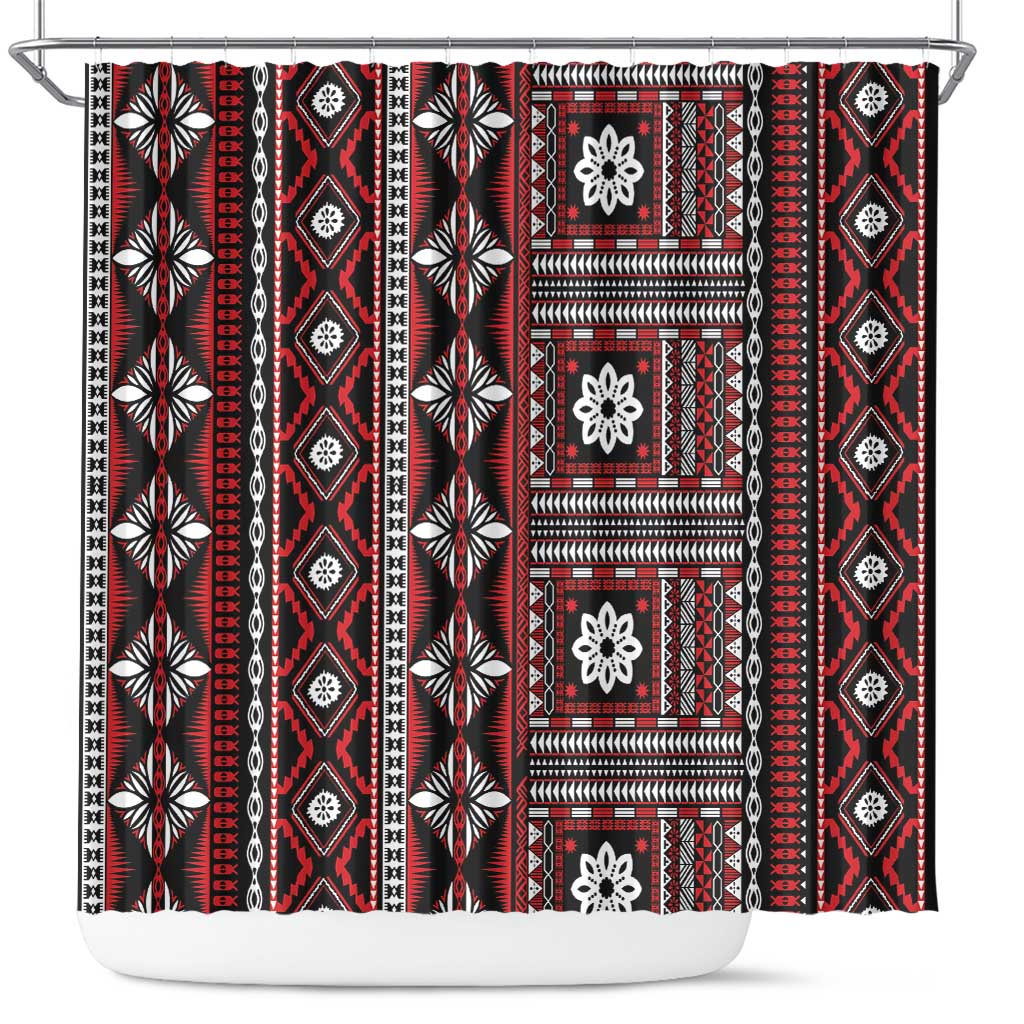 Fiji Masi Tapa Pattern Red Shower Curtain LT01 Red - Polynesian Pride