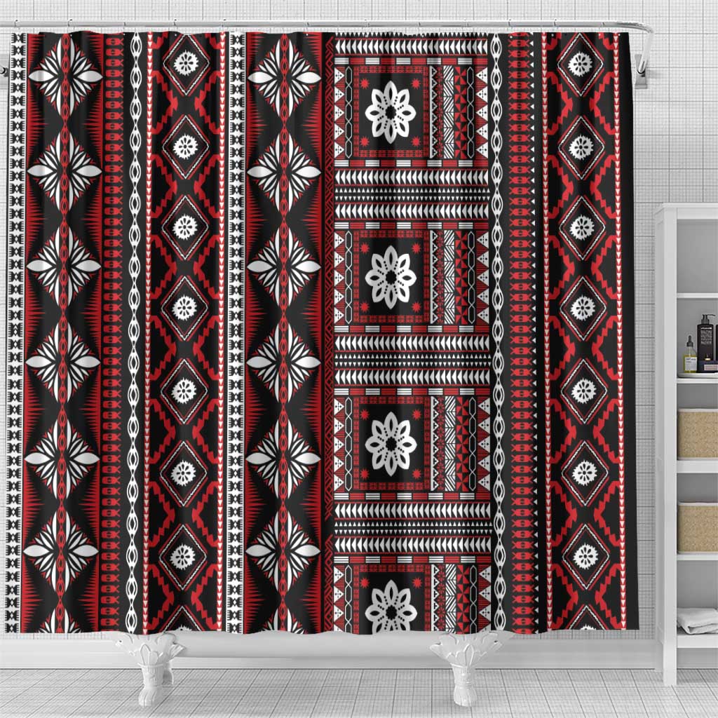 Fiji Masi Tapa Pattern Red Shower Curtain LT01 - Polynesian Pride