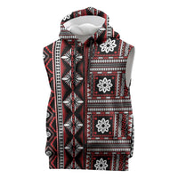 Fiji Masi Tapa Pattern Red Sleeveless Zip Hoodie LT01 Red - Polynesian Pride