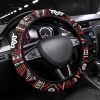 Fiji Masi Tapa Pattern Red Steering Wheel Cover LT01 Universal Fit Red - Polynesian Pride