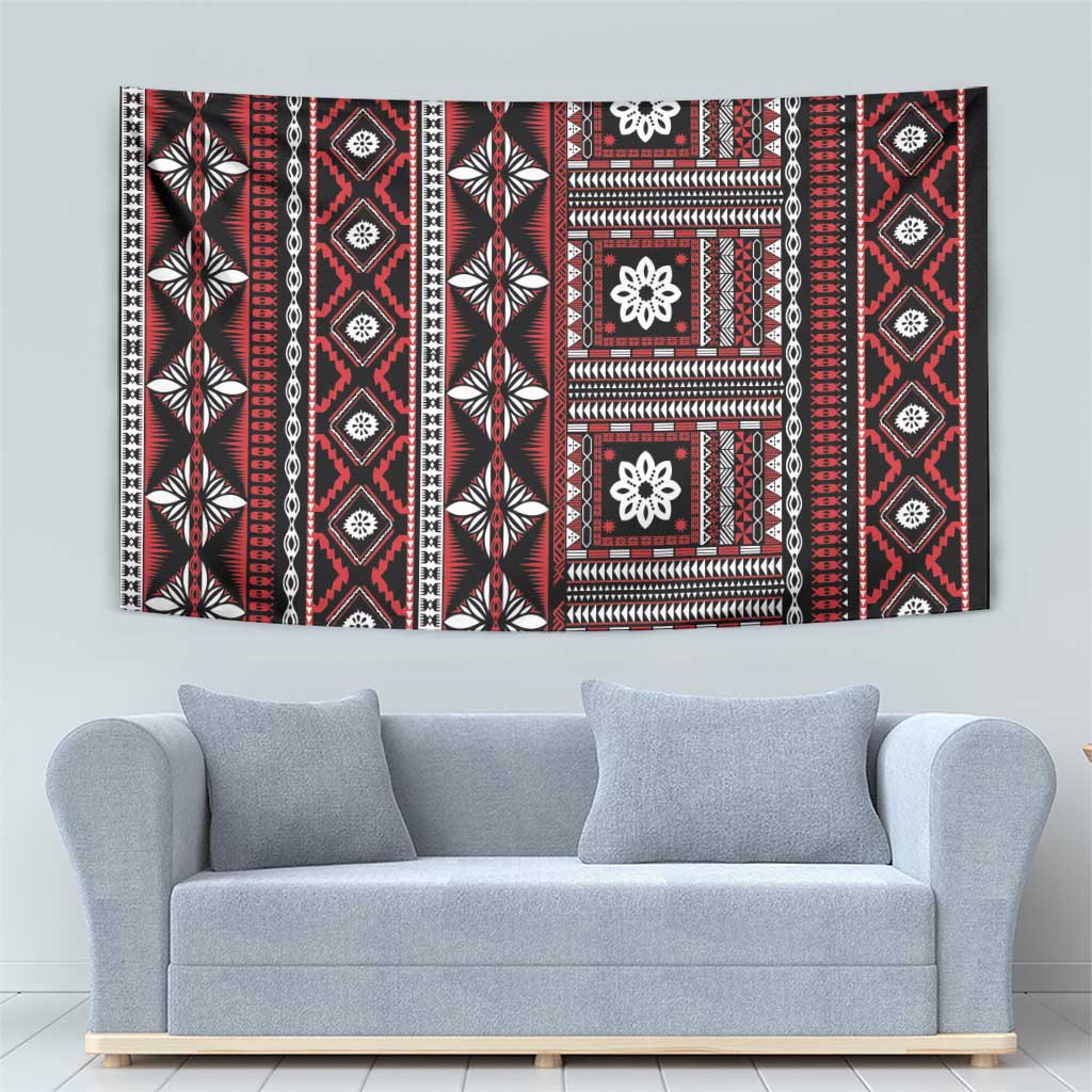 Fiji Masi Tapa Pattern Red Tapestry LT01 - Polynesian Pride