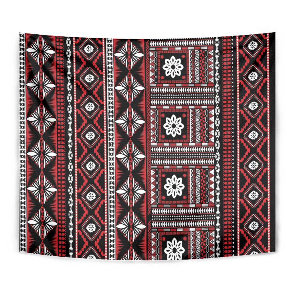 Fiji Masi Tapa Pattern Red Tapestry LT01 - Polynesian Pride