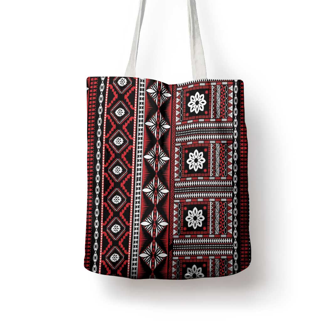 Fiji Masi Tapa Pattern Red Tote Bag LT01 - Polynesian Pride