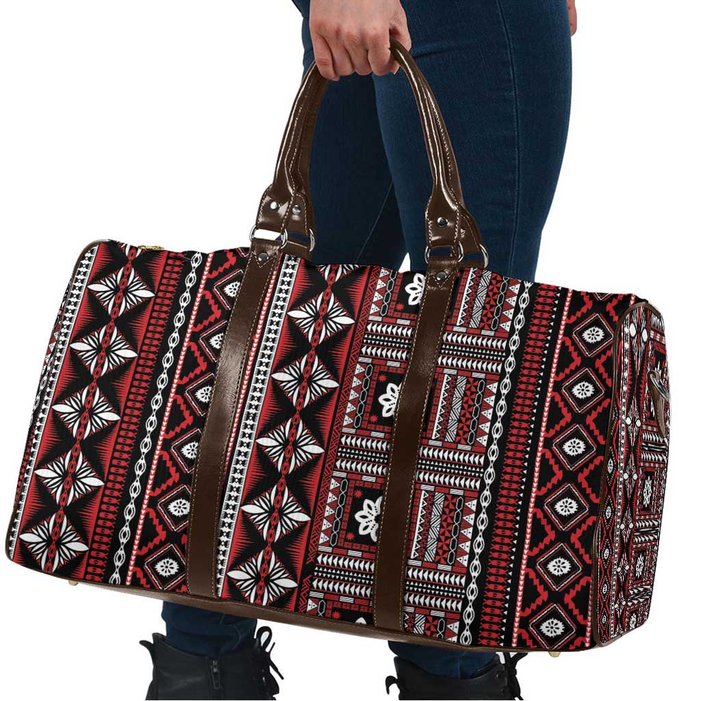 Fiji Masi Tapa Pattern Red Travel Bag LT01 - Polynesian Pride