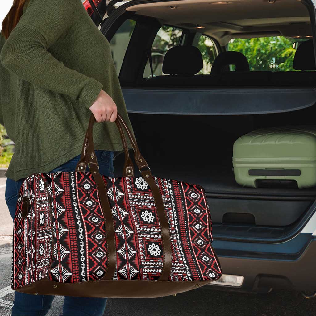 Fiji Masi Tapa Pattern Red Travel Bag LT01 - Polynesian Pride