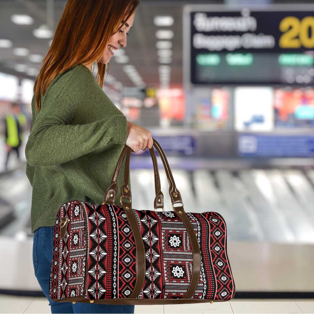 Fiji Masi Tapa Pattern Red Travel Bag LT01 - Polynesian Pride