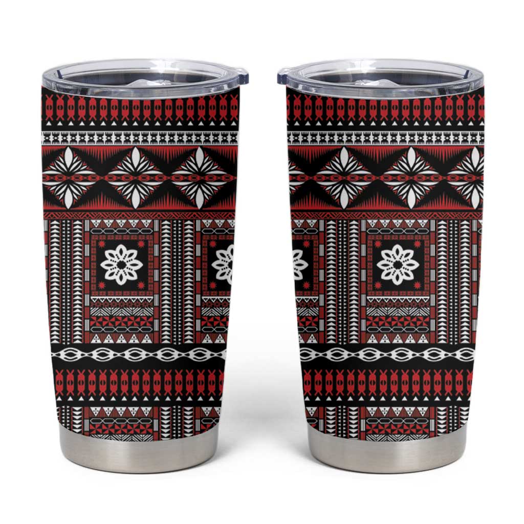 Fiji Masi Tapa Pattern Red Tumbler Cup LT01 Red - Polynesian Pride
