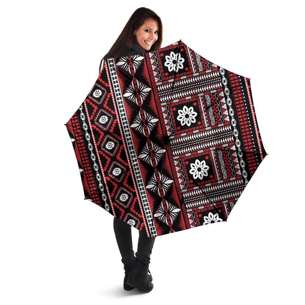 Fiji Masi Tapa Pattern Red Umbrella LT01 - Polynesian Pride