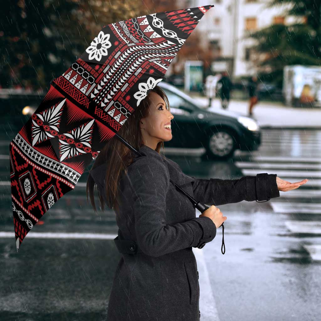 Fiji Masi Tapa Pattern Red Umbrella LT01 - Polynesian Pride