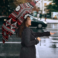 Fiji Masi Tapa Pattern Red Umbrella LT01 - Polynesian Pride