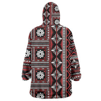 Fiji Masi Tapa Pattern Red Wearable Blanket Hoodie LT01 - Polynesian Pride