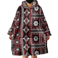 Fiji Masi Tapa Pattern Red Wearable Blanket Hoodie LT01 - Polynesian Pride