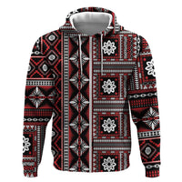 Fiji Masi Tapa Pattern Red Zip Hoodie LT01 Zip Hoodie Red - Polynesian Pride