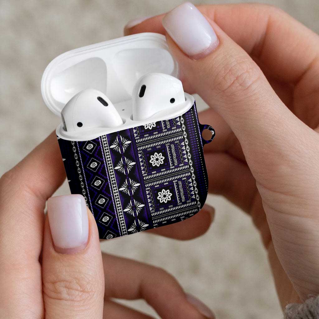 Fiji Masi Tapa Pattern Purple AirPods Case LT01 - Polynesian Pride