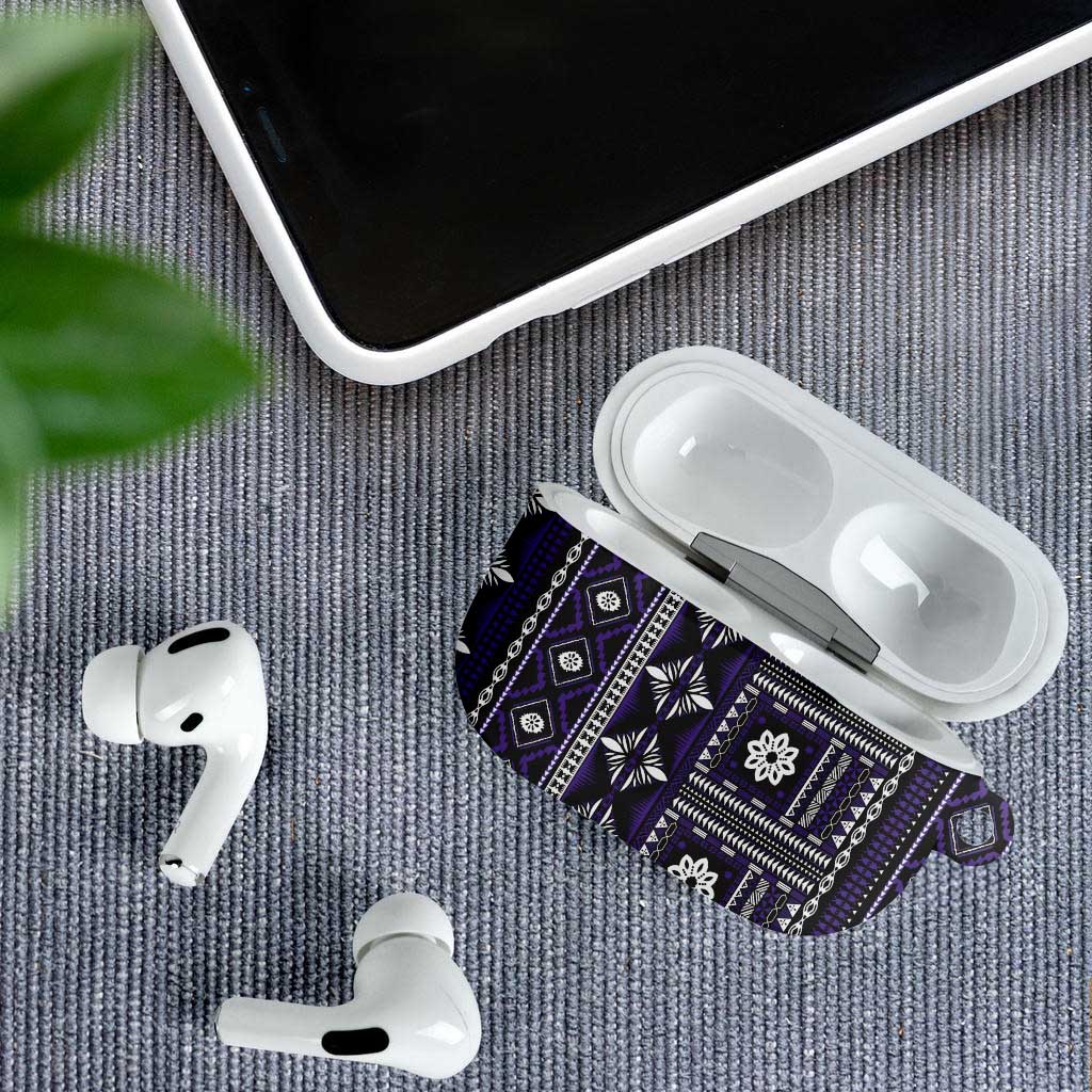 Fiji Masi Tapa Pattern Purple AirPods Case LT01 - Polynesian Pride