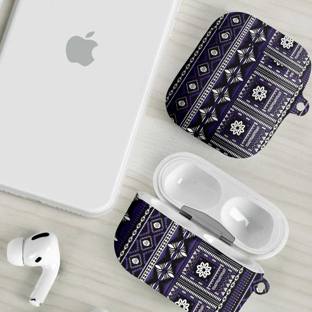 Fiji Masi Tapa Pattern Purple AirPods Case LT01 - Polynesian Pride