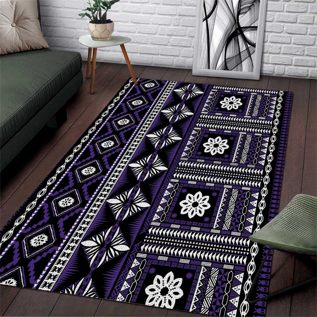 Fiji Masi Tapa Pattern Purple Area Rug LT01 Purple - Polynesian Pride