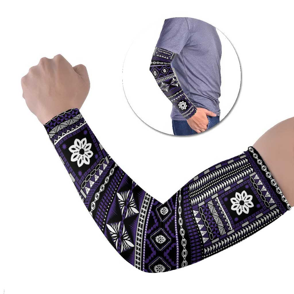 Fiji Masi Tapa Pattern Purple Arm Sleeves LT01 Set of 2 Purple - Polynesian Pride