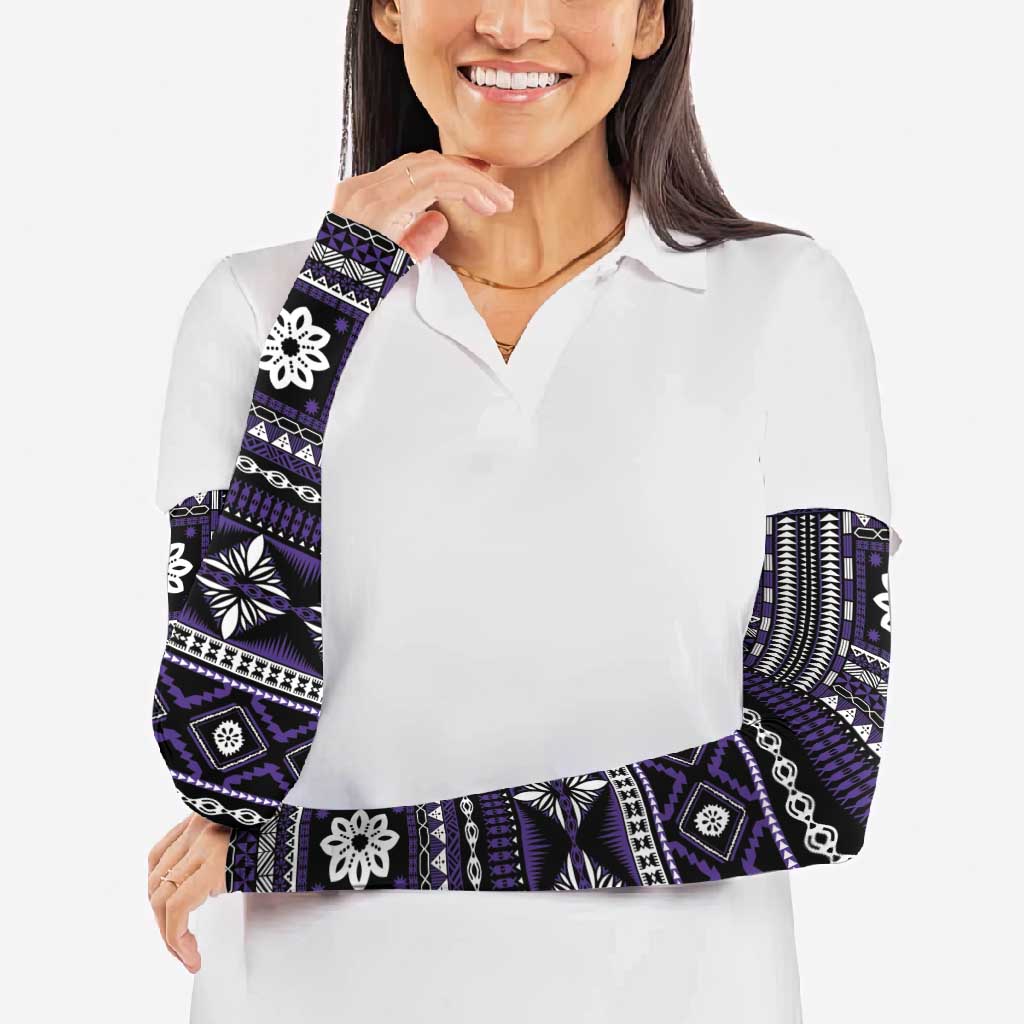 Fiji Masi Tapa Pattern Purple Arm Sleeves LT01 - Polynesian Pride
