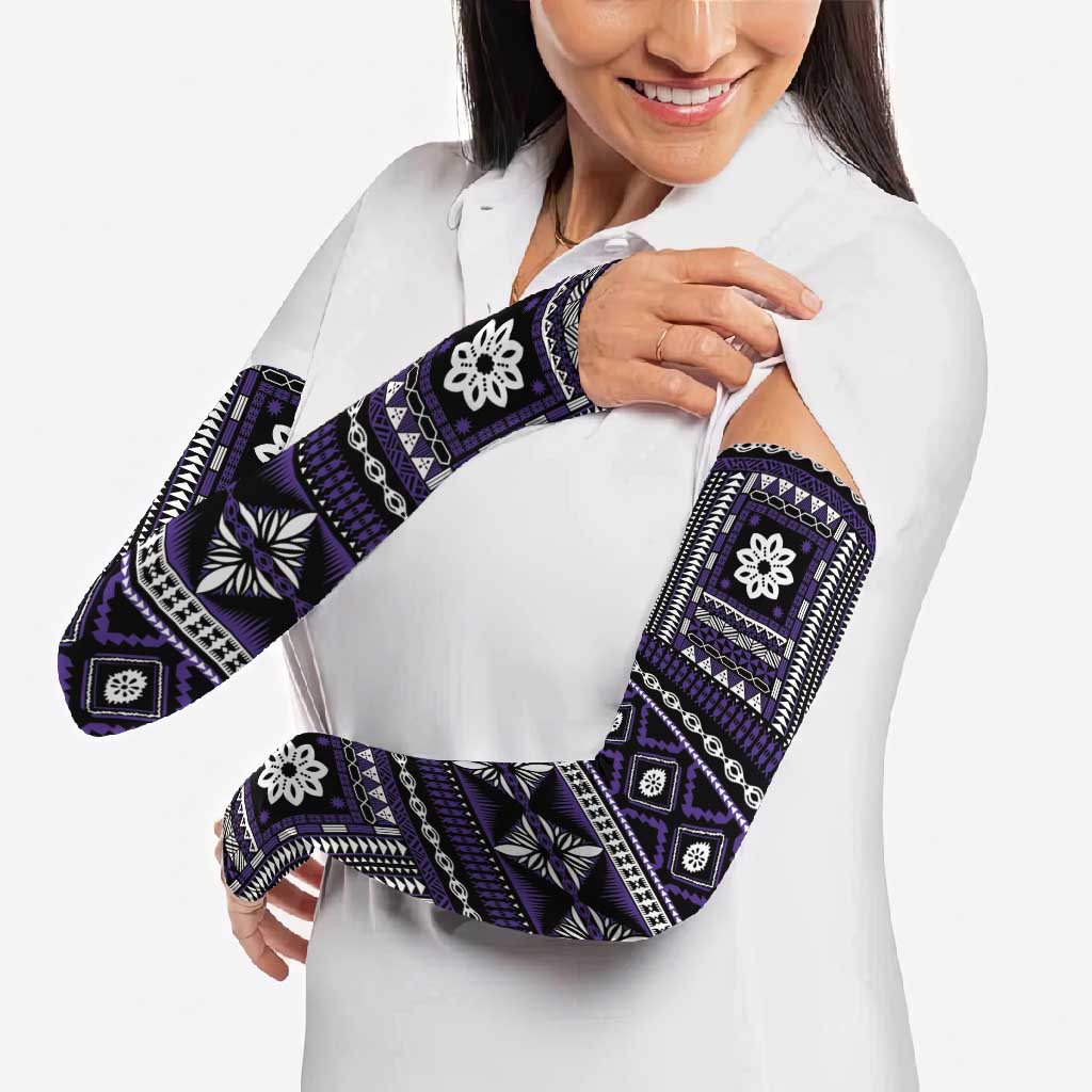 Fiji Masi Tapa Pattern Purple Arm Sleeves LT01 - Polynesian Pride
