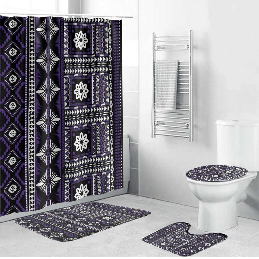 Fiji Masi Tapa Pattern Purple Bathroom Set LT01 Bathroom Set (4 pcs) Purple - Polynesian Pride
